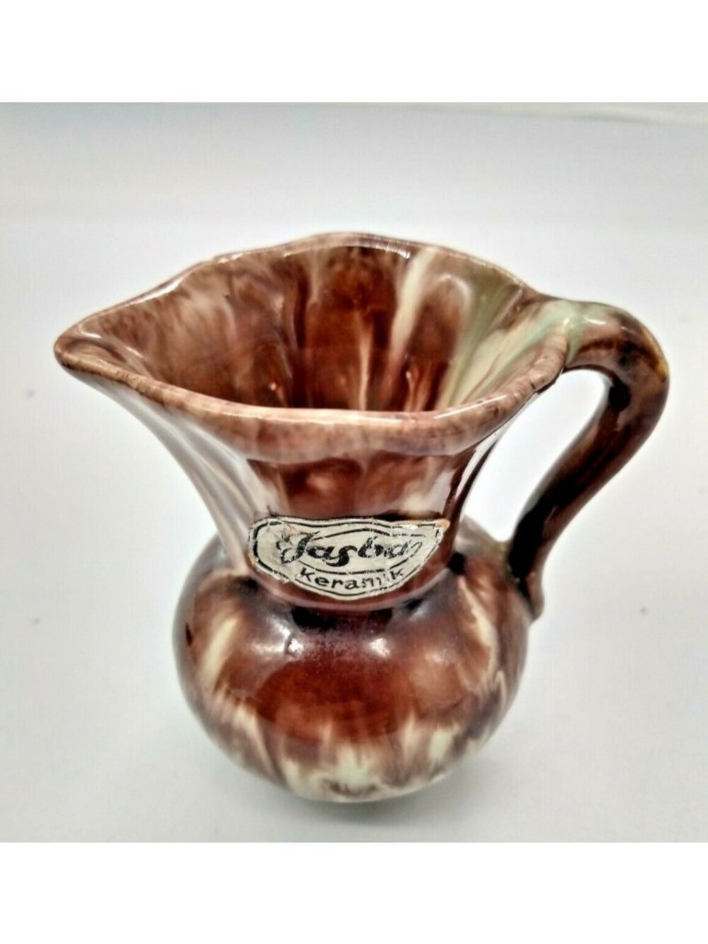VINTAGE JASBA KERAMIK GERMAN POTTERY DRIP GLAZE EWER MINIATURE PITCHER 2.625"